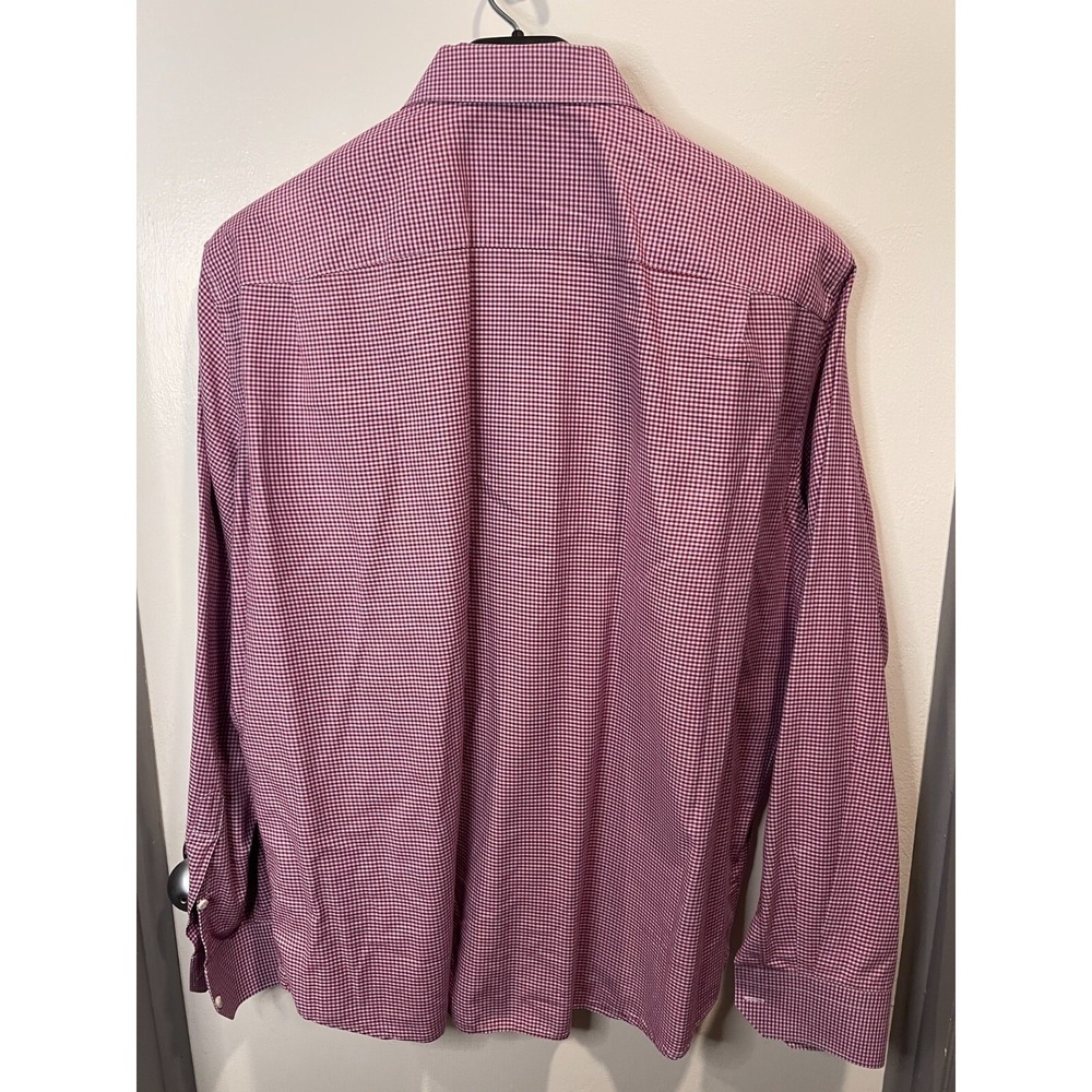 Knot Standard Mens Burgundy Gingham Check Cotton Wide Spread Collar Shirt XL - Picture 2 of 5